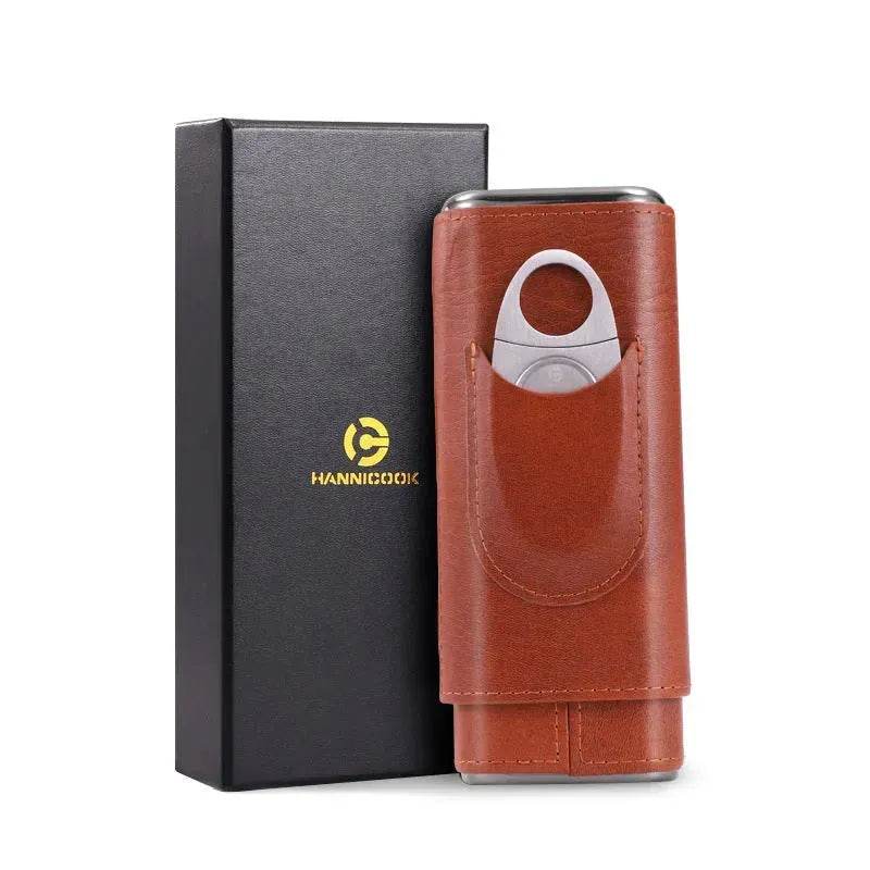 Humidifying and Moisturizing Leather Cigar Case and Cigar Cutter set - EX-STOCK Canada