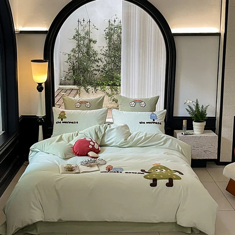 Cartoon Cute Style Cotton Sanding Duvet Cover Bed Sheet Bedding EX-STOCK Canada