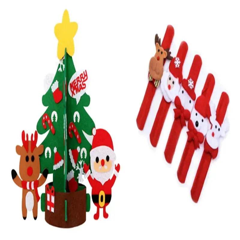 DIY Felt Christmas Tree New Year Toddler Kids Handmade Gift Toys Door Wall Hanging Ornaments Holiday Party Home Decor Set - EX-STOCK Canada