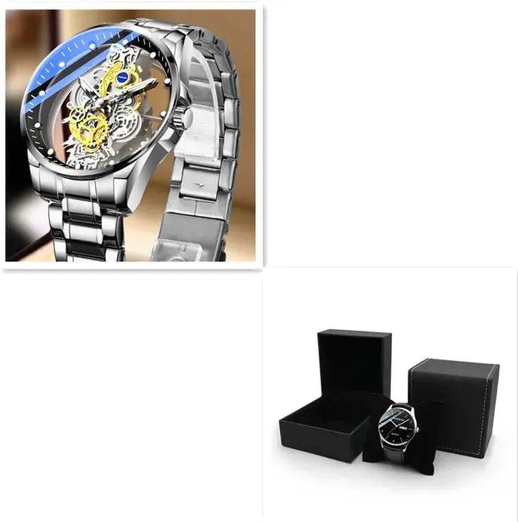 Men Watch Skeleton Automatic Quartz Watch Gold Skeleton Vintage Man Watch Mens Watches Top Brand Luxury - EX-STOCK Canada