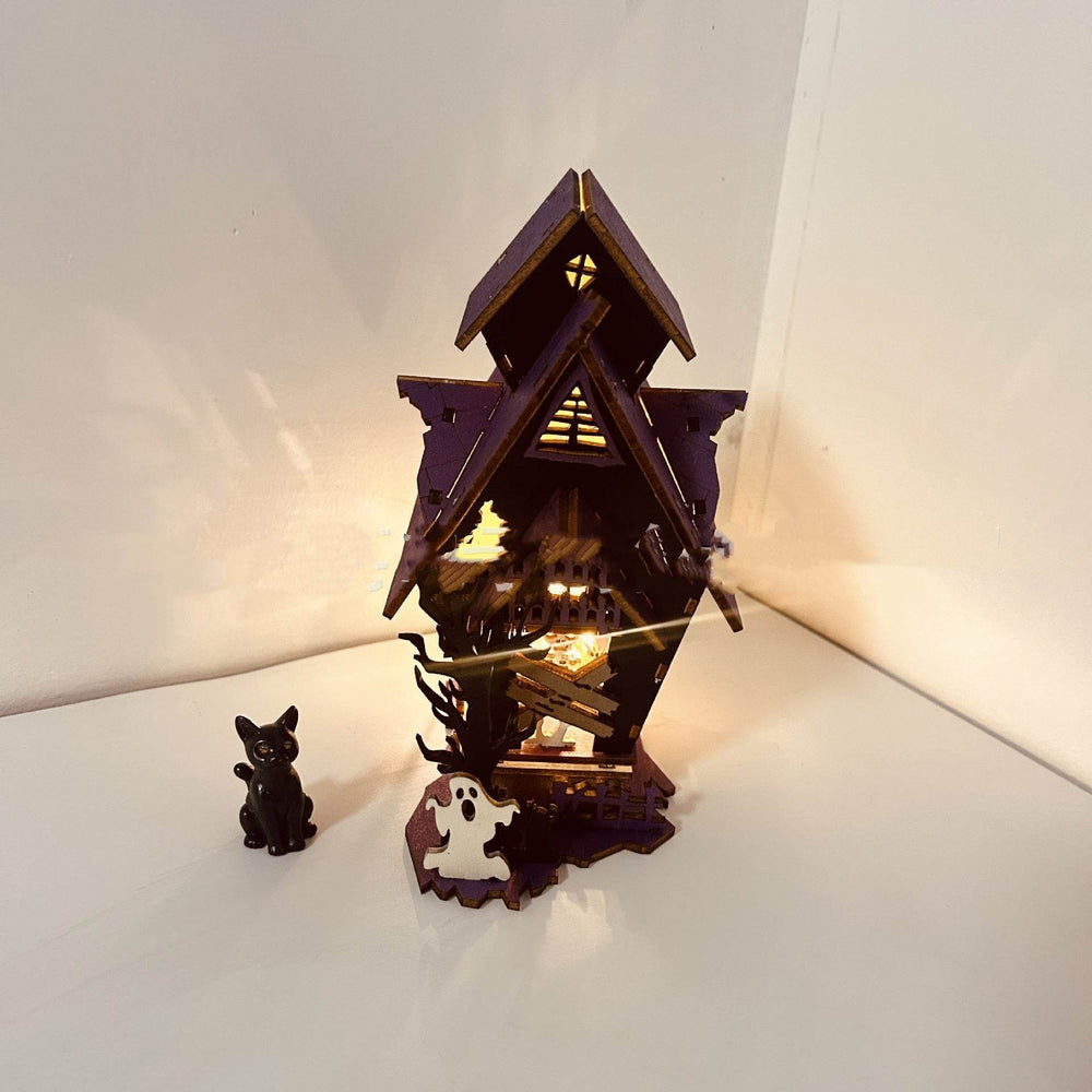 Halloween DIY Wooden Glowing Haunted House Table Decoration - EX-STOCK Canada
