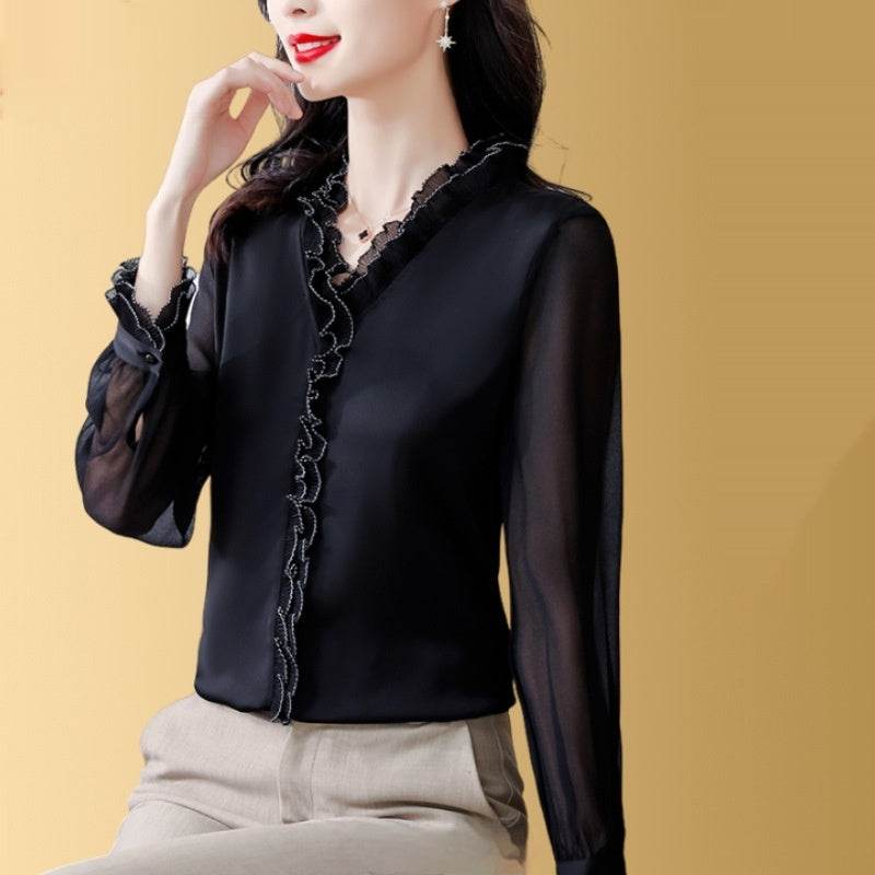 New Solid Color Chiffon Long-sleeved Shirt For Women - EX-STOCK Canada