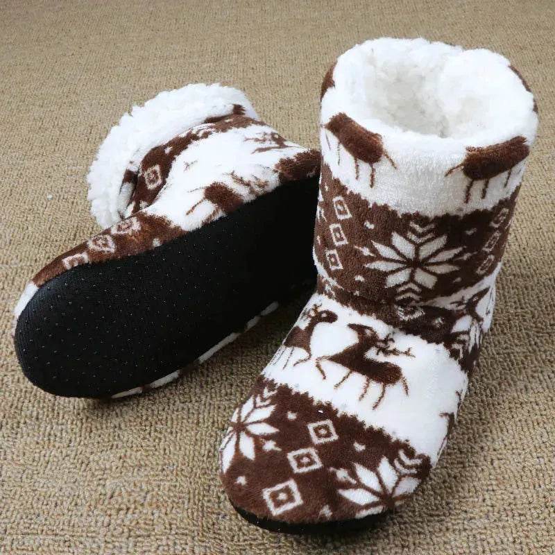 Christmas Elk Floor Shoes Indoor Socks Shoes Warm Plush House Slippers - EX-STOCK Canada