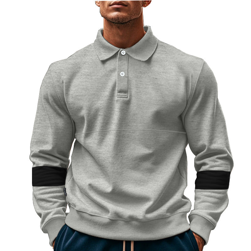 Fashion Long-sleeved Lapel Polo Shirt With Button Men's Loose Casual Sports Top Fall Spring Clothing EX-STOCK Canada