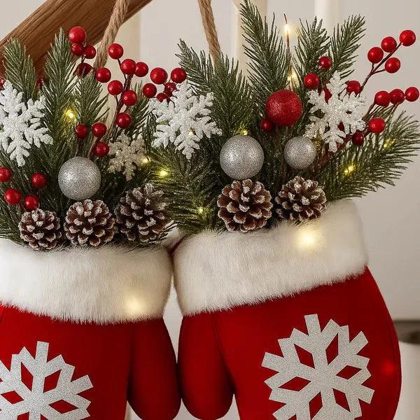 Christmas Garland Creative Glove Shaped Simulated Flower Wreath Window Door Gate Decoration Door Sign Xmas Party Decoration EX-STOCK Canada