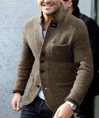 Cardigan épais à manches longues, coupe slim, col montant chaud, chemise décontractée à porter en sous-vêtementEX-STOCK Canada