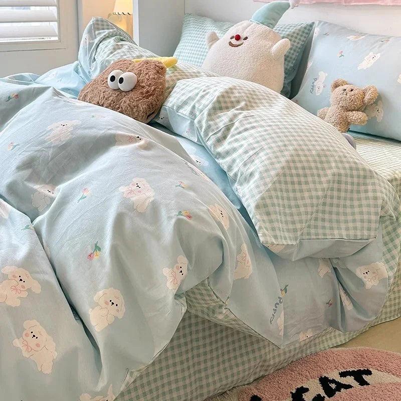 Four-piece Bed Set Pure Cotton Student Dormitory Duvet Cover Sheets EX-STOCK Canada