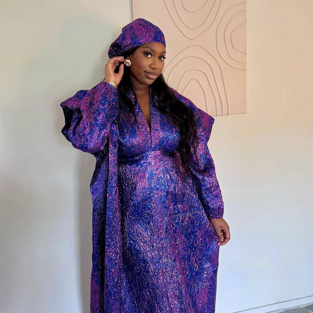 Robe longue ample en tissu figuré musulman pour femmes - Vêtements grande taille EX-STOCK Canada