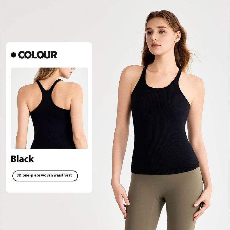 yoga clothes sleeveless Vest With Chest Pad Workout Top - EX-STOCK Canada