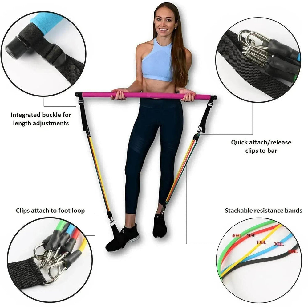 Fitness Yoga Pilates Bar Portable Gym Accessories Sport Elastic Bodybuilding Resistance Bands For Home Trainer Workout Equipment - EX-STOCK Canada