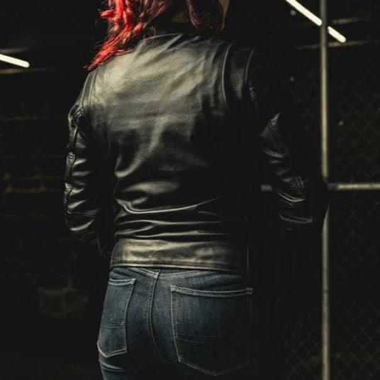 Women’s Motorcycle Leather Jacket. Lightweight Cowhide with Armor Pockets EX-STOCK Canada