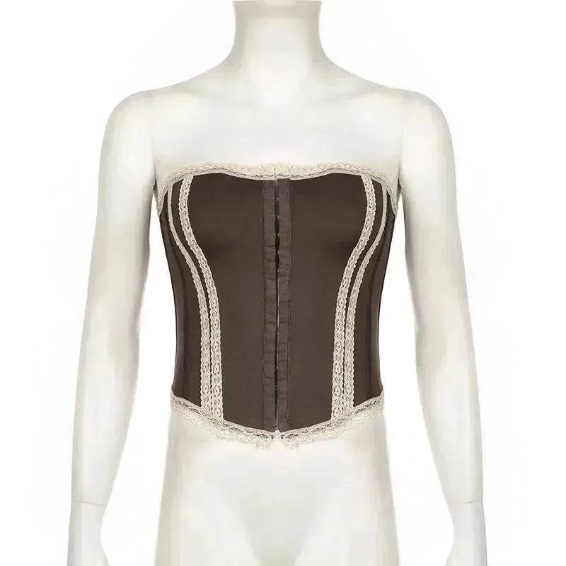 French Royal Style Lace Stitching Waist Girdle Tube Top Wild Vest Women - EX-STOCK Canada