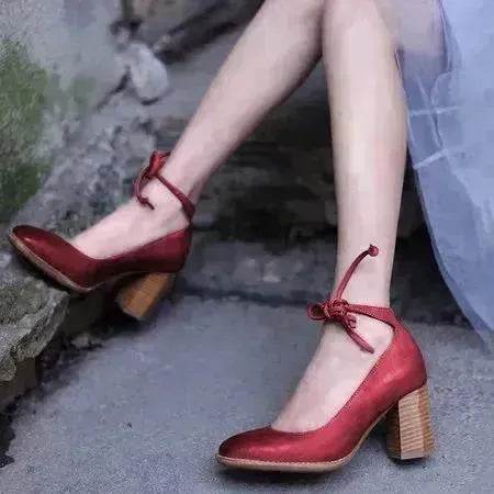 Front Lace-up Height Chunky Heel Shoes - EX-STOCK Canada