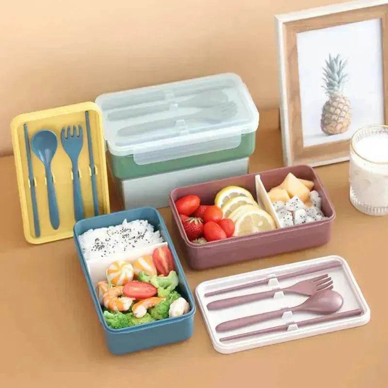 Grid Lunch Box Children's Lunch Box Set Ins Student Office Worker Insulated Lunch Box Plastic Sealed Fresh-Keeping Box - EX-STOCK Canada