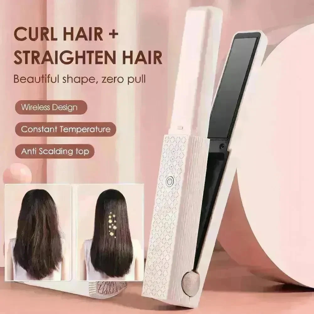 Hair Straightener Cordless Usb Hair Straightener Mini Ceramics Hair Curler 3 Constant Temperature Portable Flat Iron For Travel - EX-STOCK CANADA