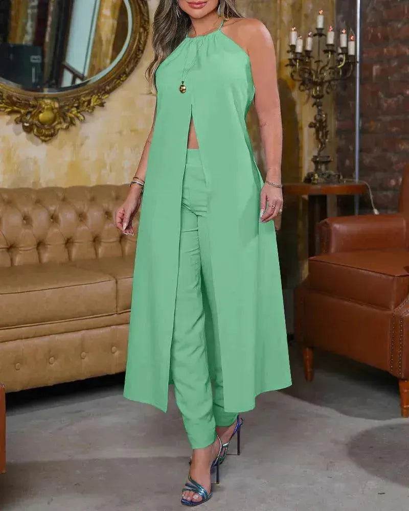 Halter Sleeveless Backless Loose Top High-waisted Trousers Suit Women - EX-STOCK Canada