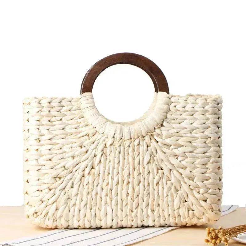 Hand-woven Summer Beach bag Mori solid color large capacity - EX-STOCK Canada