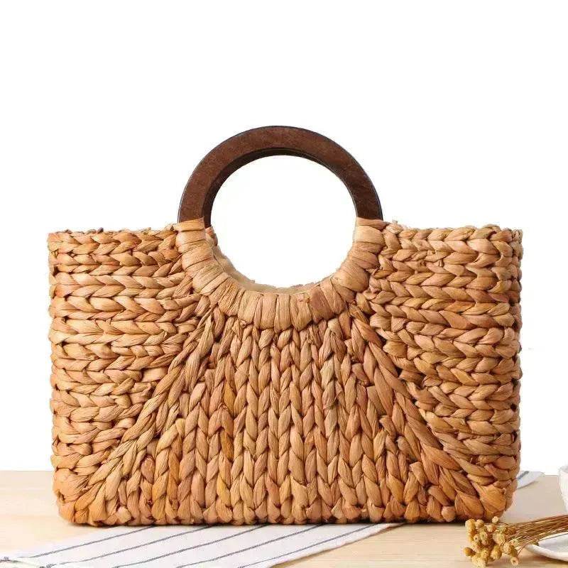 Hand-woven Summer Beach bag Mori solid color large capacity - EX-STOCK Canada