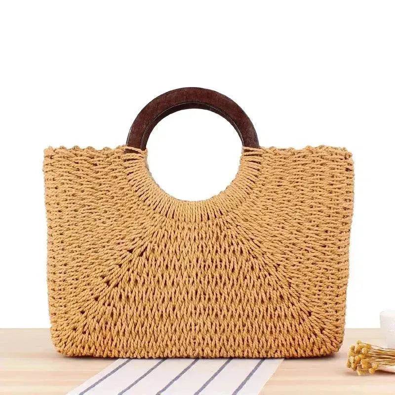 Hand-woven Summer Beach bag Mori solid color large capacity - EX-STOCK Canada