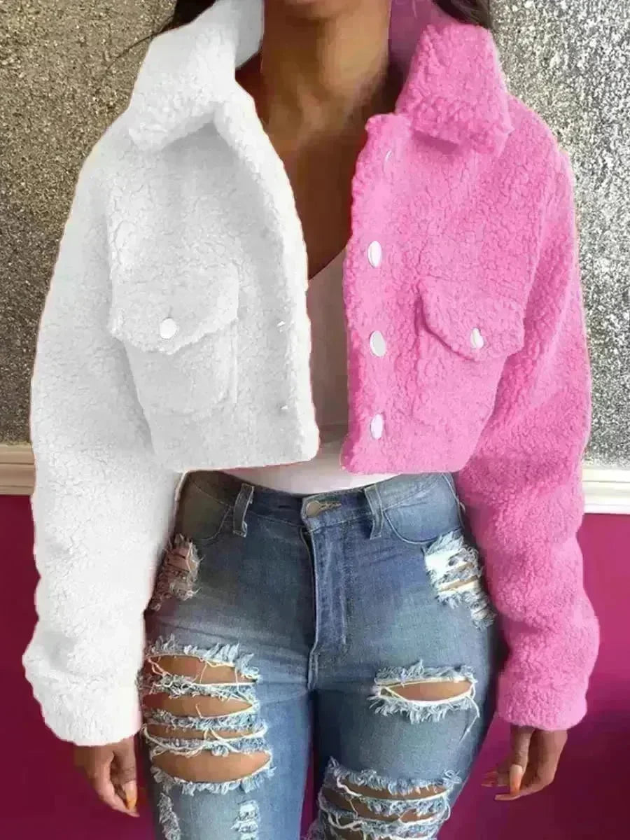 Harajuku Style Stitching Color Matching Women's Coat Slim Fit - EX-STOCK CANADA
