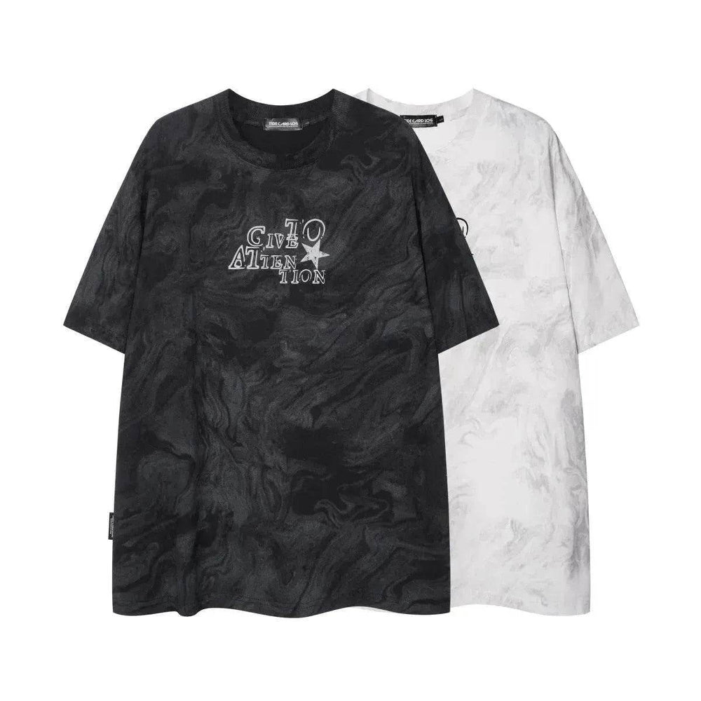 Heavy Special Batik Technology Galaxy Mottled Printed Round Neck Fashion Brand T-shirt - EX-STOCK Canada