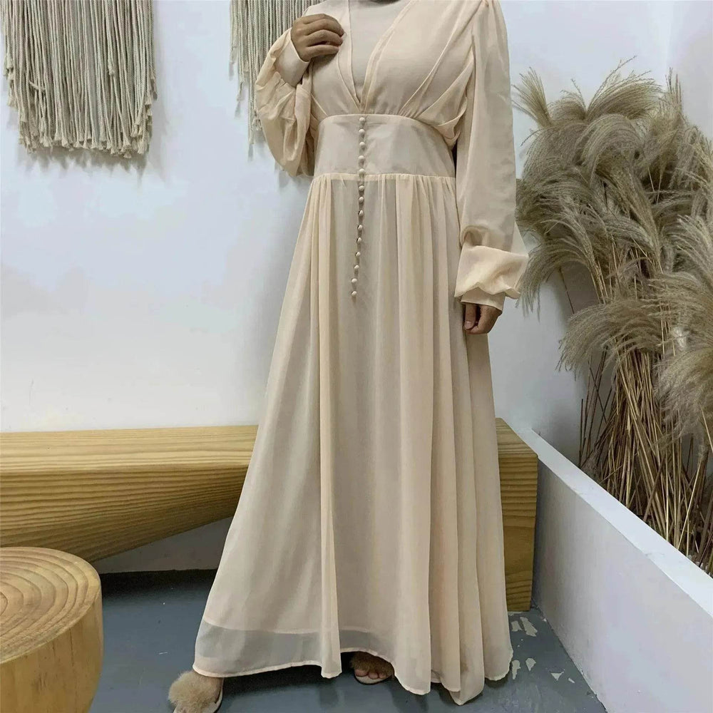 High-density Double Chiffon Simple Fashion And Elegant Abaya Dress for Arab Dubai Turkey Middle Eastern Women. - EX-STOCK Canada