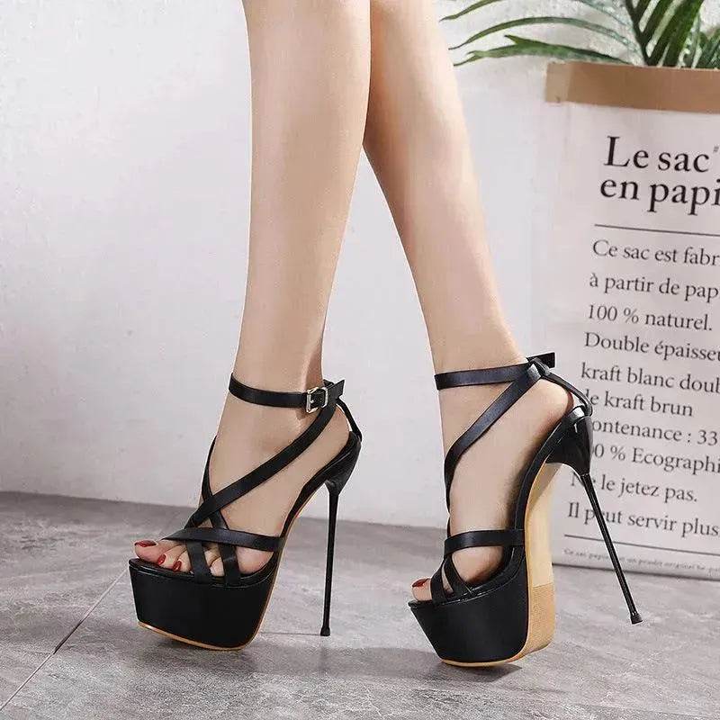 High Heels Buckle Women's Shoes Solid Color Platform Sandals - EX-STOCK Canada