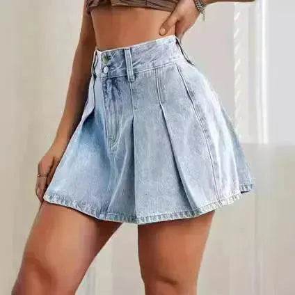 High Waist A- Line Pleated Skirt Casual All-match Retro - EX-STOCK Canada