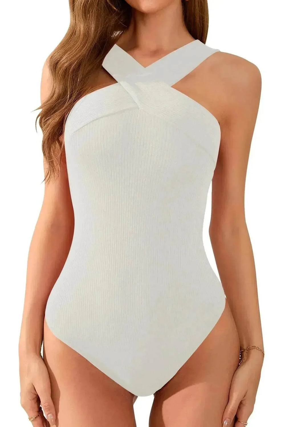 Combinaison d'été moulante sans manches taille haute amincissante sexy - EX-STOCK CANADA