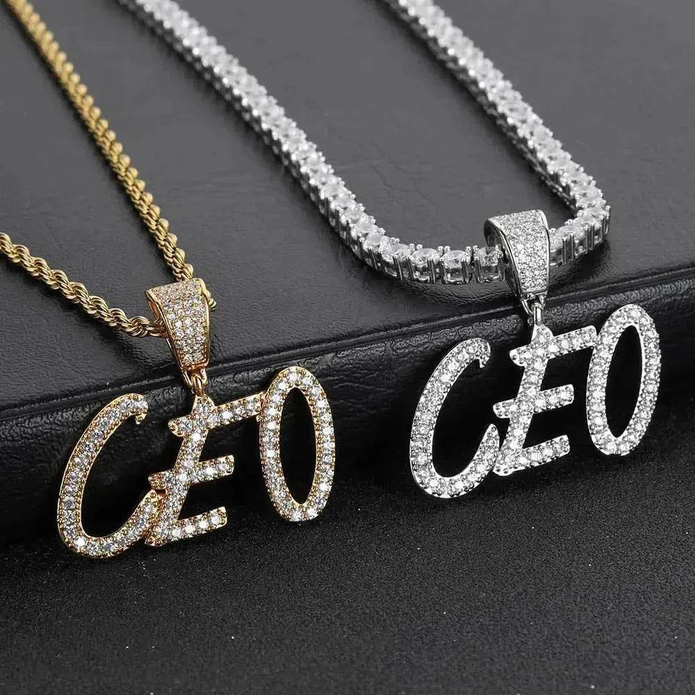 Hip Hop Straw Body Alphanumeric Patchwork DIY Pendant Micro Zirconia Necklace - EX-STOCK Canada