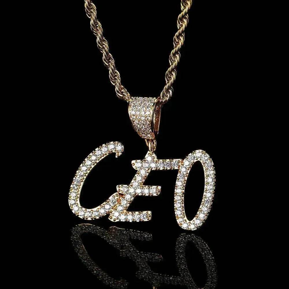 Hip Hop Straw Body Alphanumeric Patchwork DIY Pendant Micro Zirconia Necklace - EX-STOCK Canada