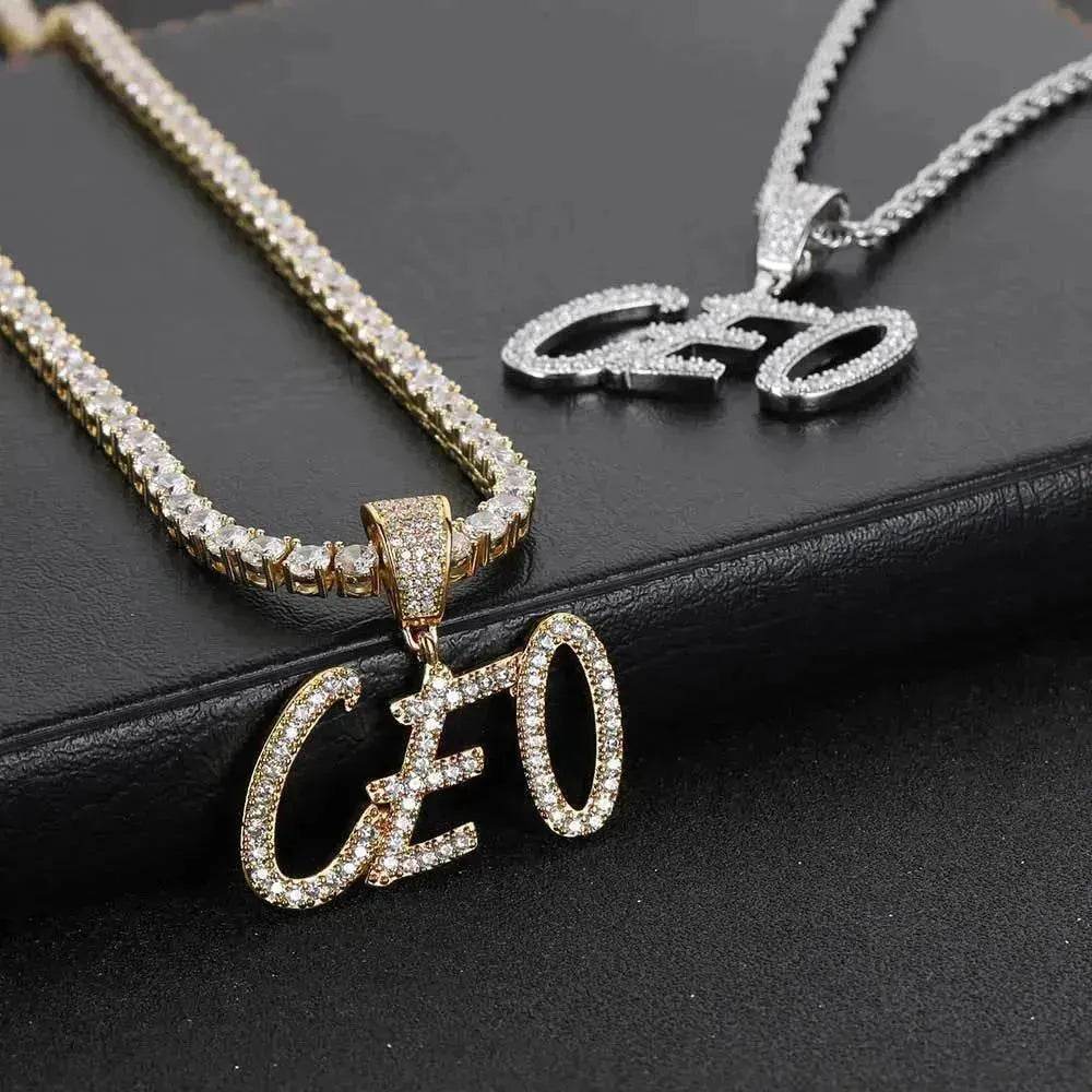 Hip Hop Straw Body Alphanumeric Patchwork DIY Pendant Micro Zirconia Necklace - EX-STOCK Canada