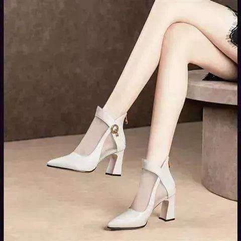 Hollow Thick Heel High Heel Large Size Shoes - EX-STOCK Canada