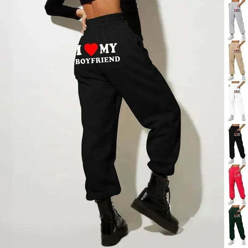 I Love MY BOYFRIEND Printed Trousers Casual Sweatpants Men And Women Sports Pants - EX-STOCK Canada