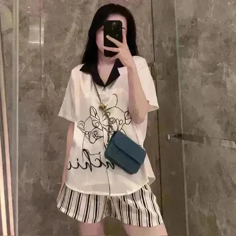 Ice Silk Cool Feeling Thin Fashion Cartoon Home Clothes Summer - EX-STOCK CANADA