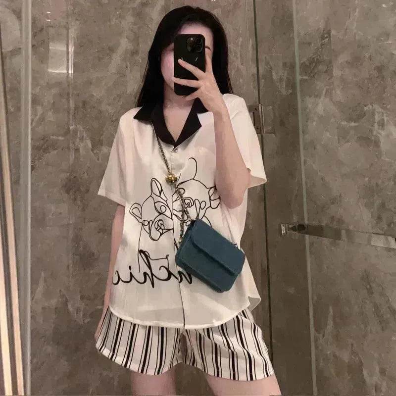 Ice Silk Cool Feeling Thin Fashion Cartoon Home Clothes Summer - EX-STOCK Canada