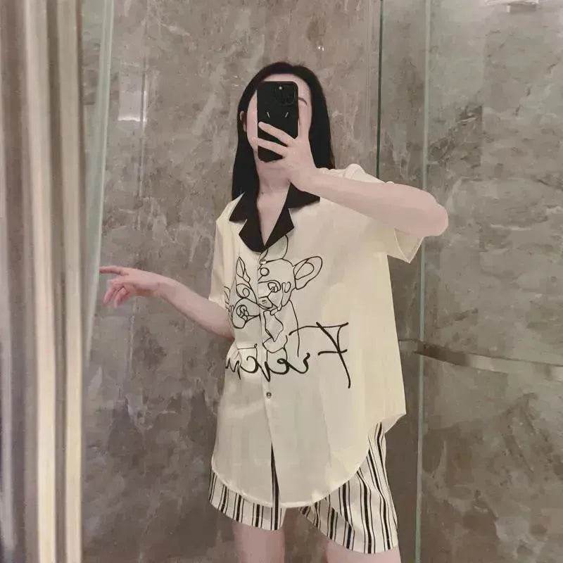 Ice Silk Cool Feeling Thin Fashion Cartoon Home Clothes Summer - EX-STOCK Canada
