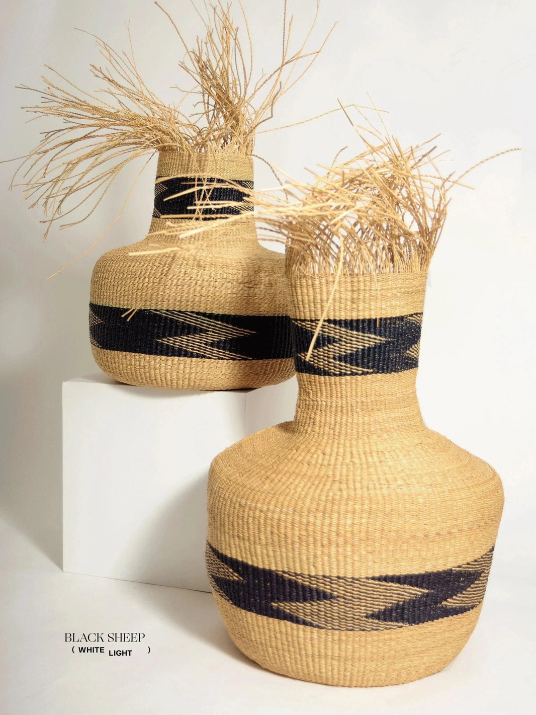 Large Ghana Bolga Basket 'Tisanie-Tia' NATURAL + BLACK EX-STOCK Canada