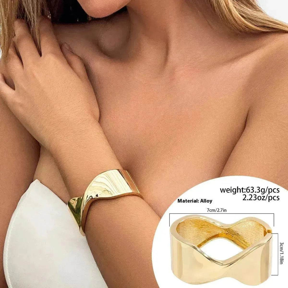 Irregular With Personality Glossy Alloy Wide Bracelet for Women - EX-STOCK Canada