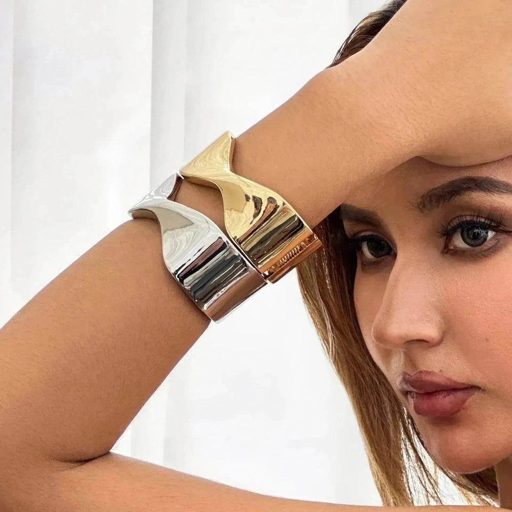 Irregular With Personality Glossy Alloy Wide Bracelet for Women - EX-STOCK Canada