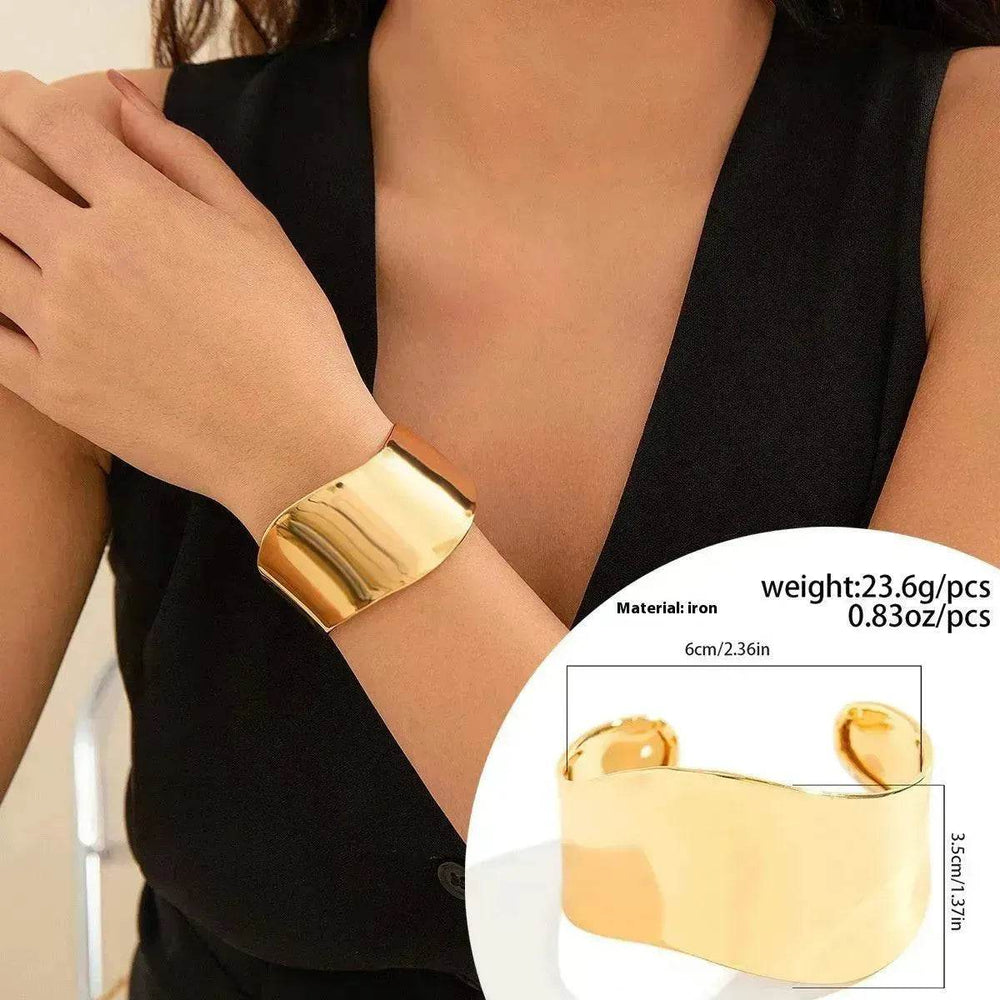 Irregular With Personality Glossy Alloy Wide Bracelet for Women - EX-STOCK Canada