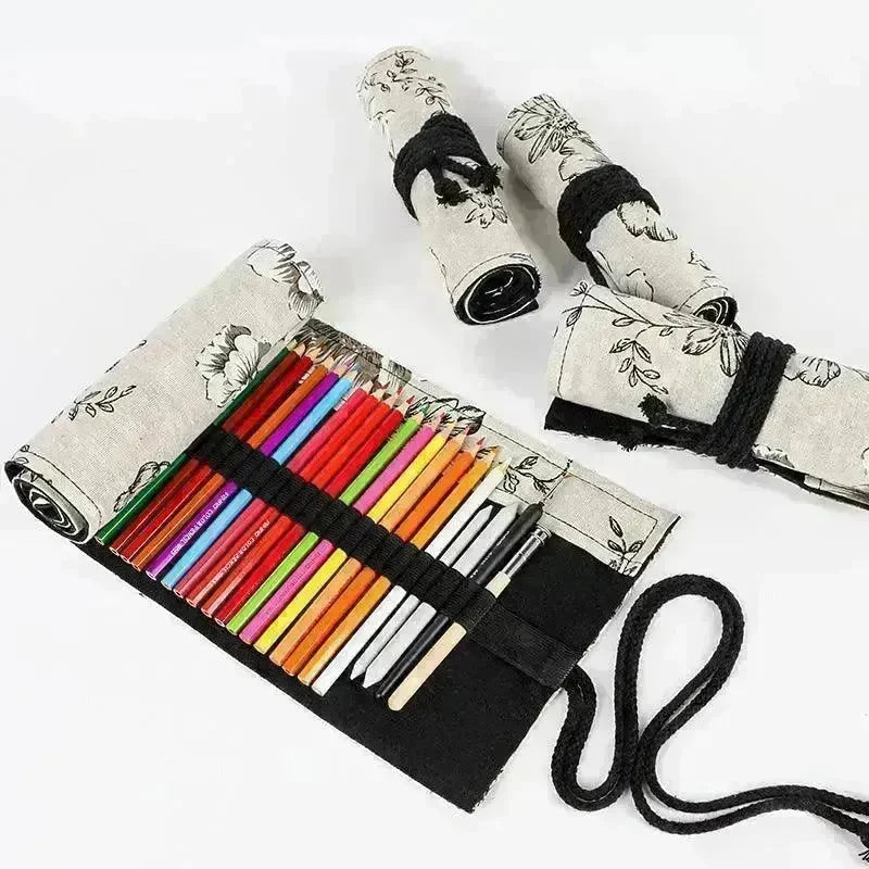 Japanese Printed Canvas High-capacity Rolling Pencil Case - EX-STOCK Canada
