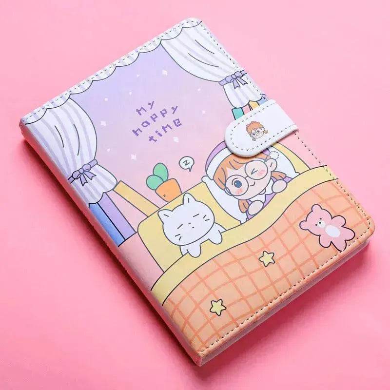 Kaba Bear Hippo Small White Magnetic Buckle Notebook Portable Notebook Girl Heart Creative Cute Hand Book - EX-STOCK Canada