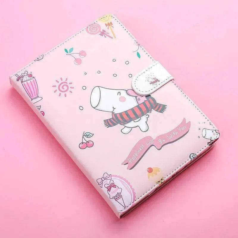 Kaba Bear Hippo Small White Magnetic Buckle Notebook Portable Notebook Girl Heart Creative Cute Hand Book - EX-STOCK Canada