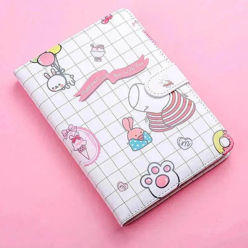 Kaba Bear Hippo Small White Magnetic Buckle Notebook Portable Notebook Girl Heart Creative Cute Hand Book - EX-STOCK Canada