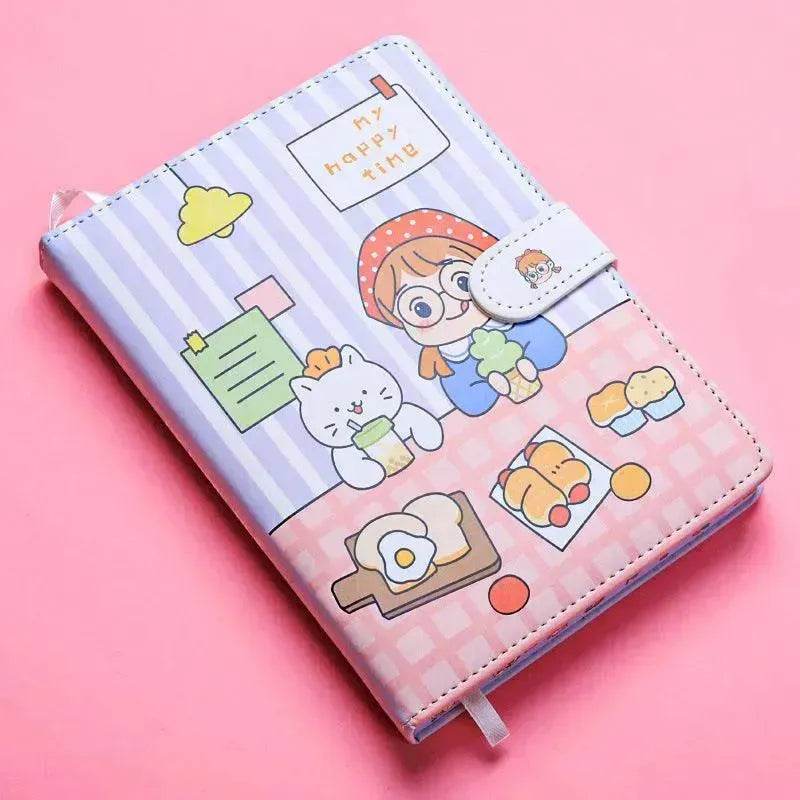 Kaba Bear Hippo Small White Magnetic Buckle Notebook Portable Notebook Girl Heart Creative Cute Hand Book - EX-STOCK Canada