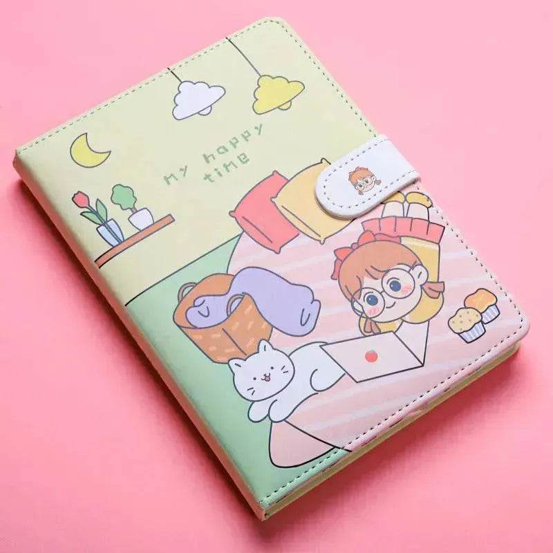 Kaba Bear Hippo Small White Magnetic Buckle Notebook Portable Notebook Girl Heart Creative Cute Hand Book - EX-STOCK Canada