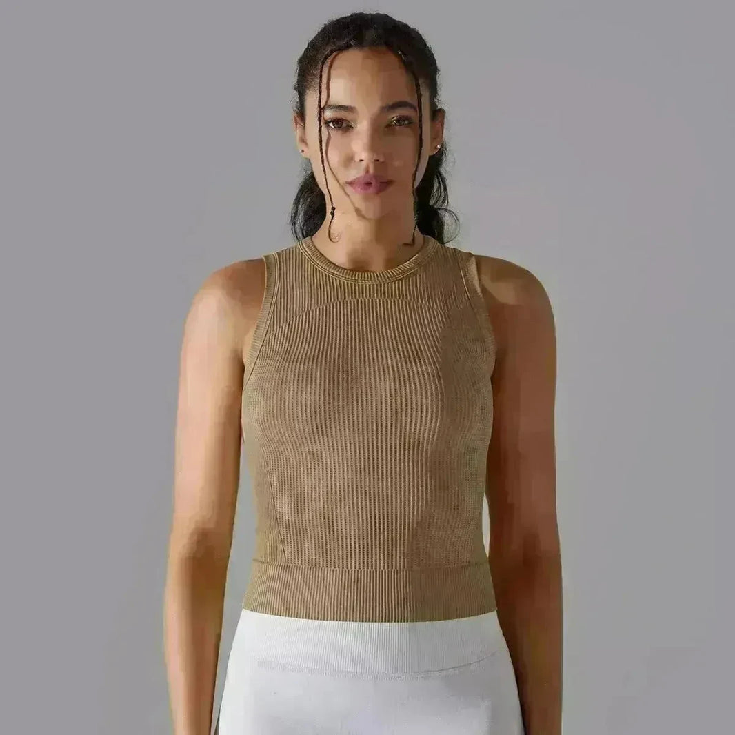 Knitted Solid Color Thread Mid-length Yoga Clothing Top Women - EX-STOCK CANADA