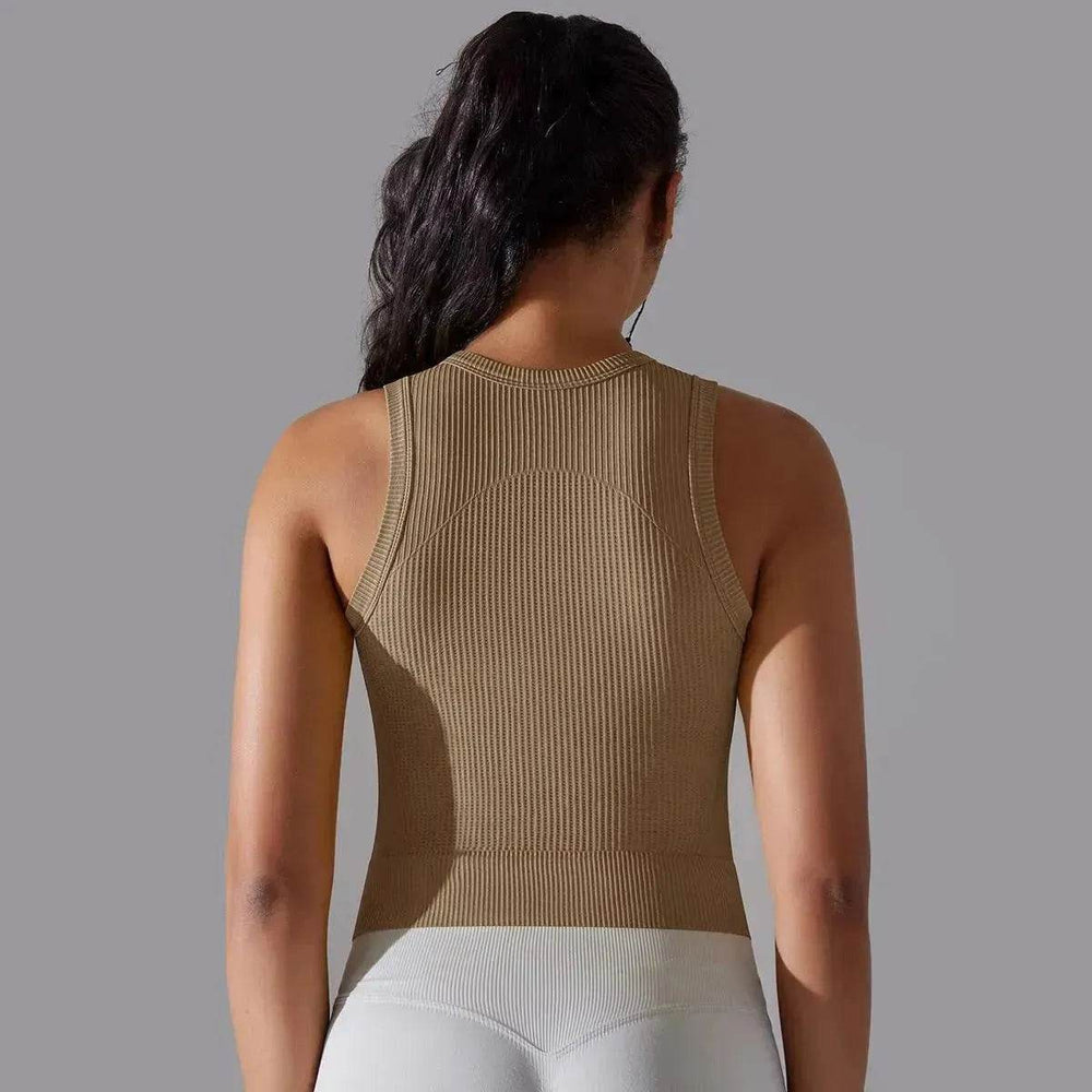 Knitted Solid Color Thread Mid-length Yoga Clothing Top Women - EX-STOCK Canada