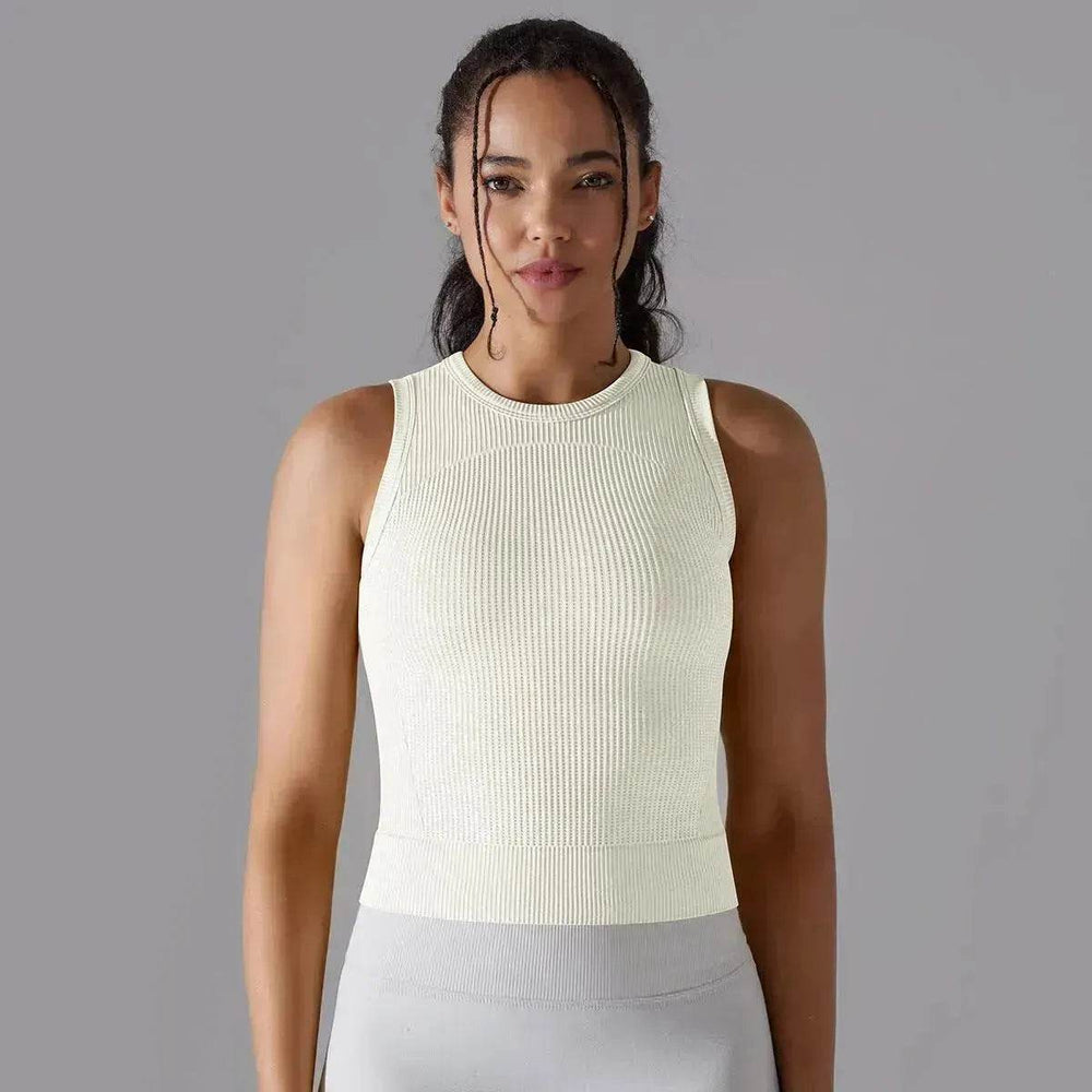 Knitted Solid Color Thread Mid-length Yoga Clothing Top Women - EX-STOCK Canada